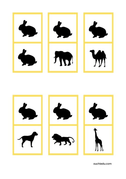 モノクロ動物ドミノカード