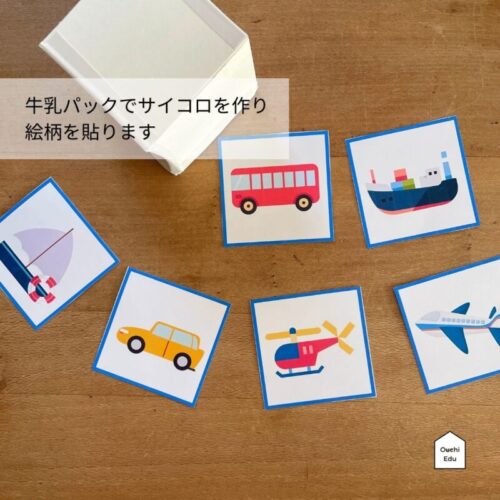 牛乳パックで作る絵あわせサイコロ